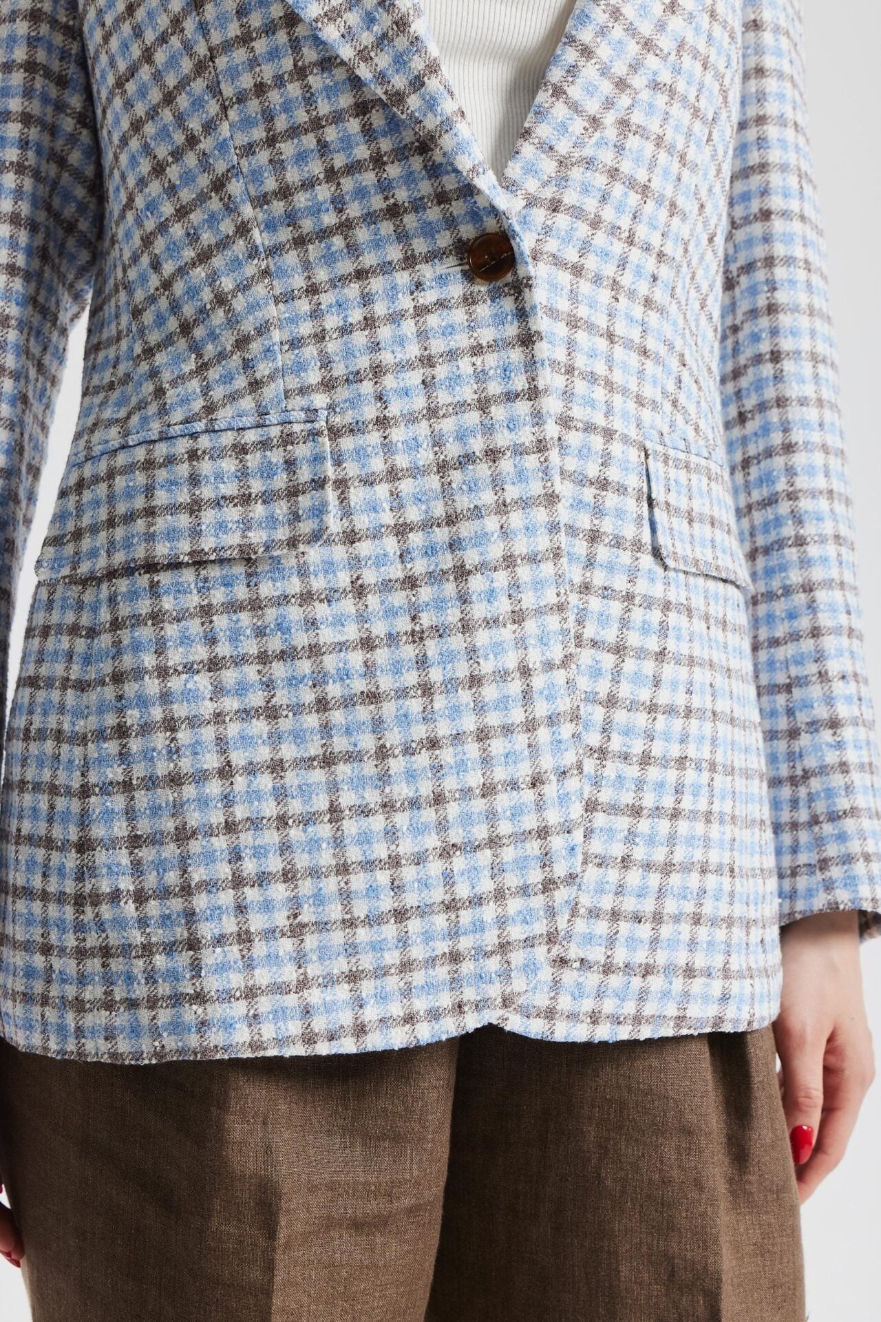 Veste à carreaux bleu et marron Ferla