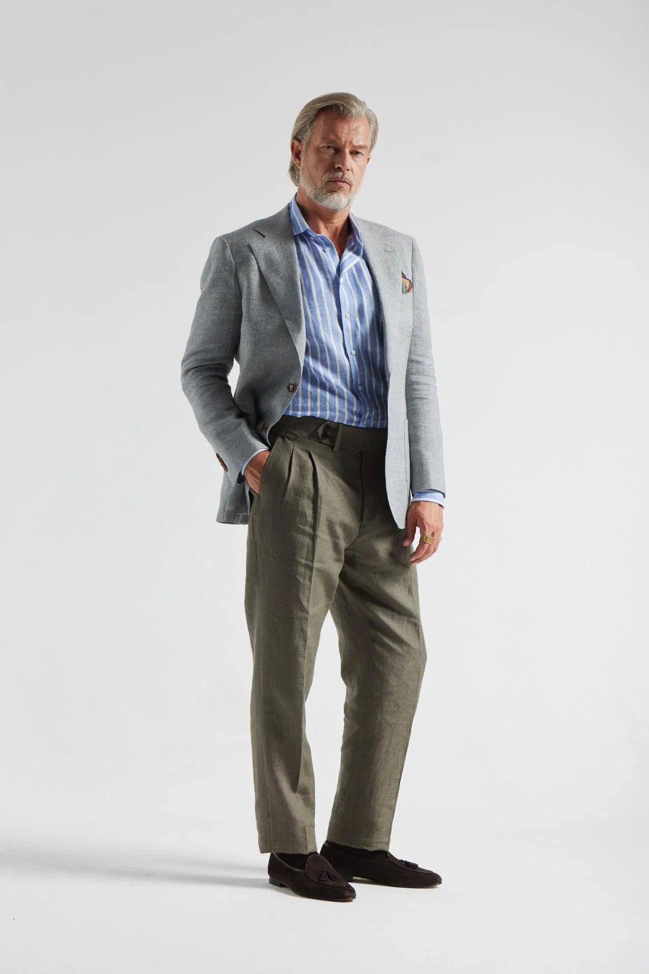 Veste grise en laine/lin