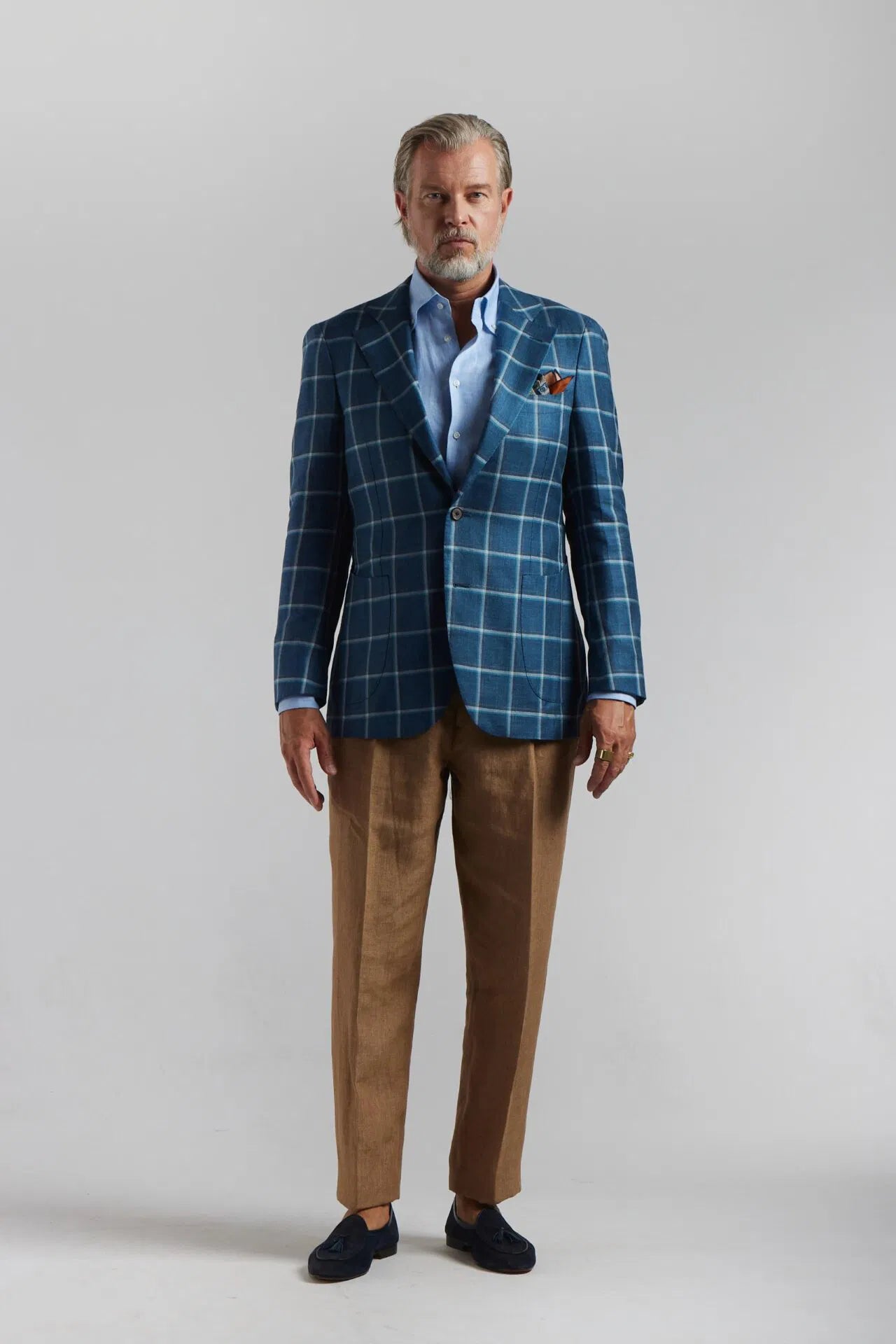 Veste à carreaux turquoise Loro Piana