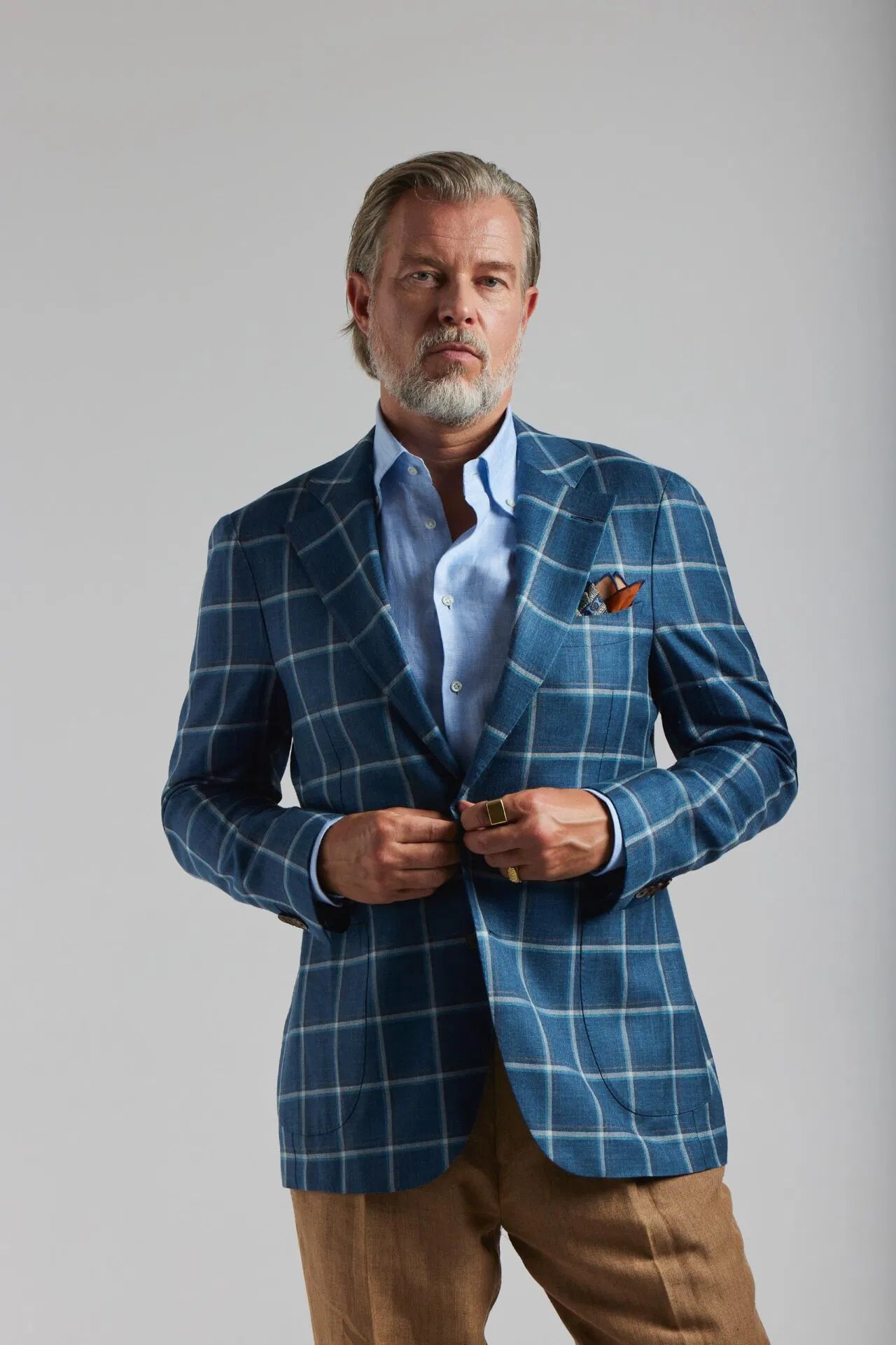 Veste à carreaux turquoise Loro Piana