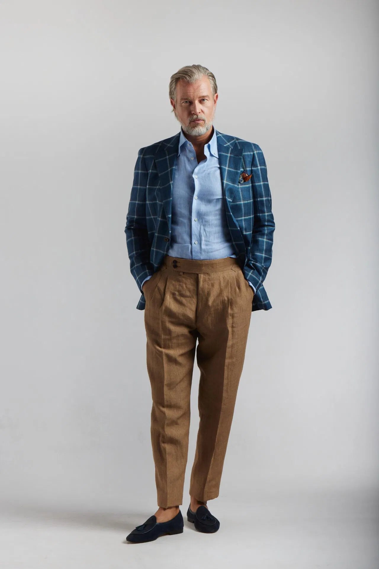 Veste à carreaux turquoise Loro Piana