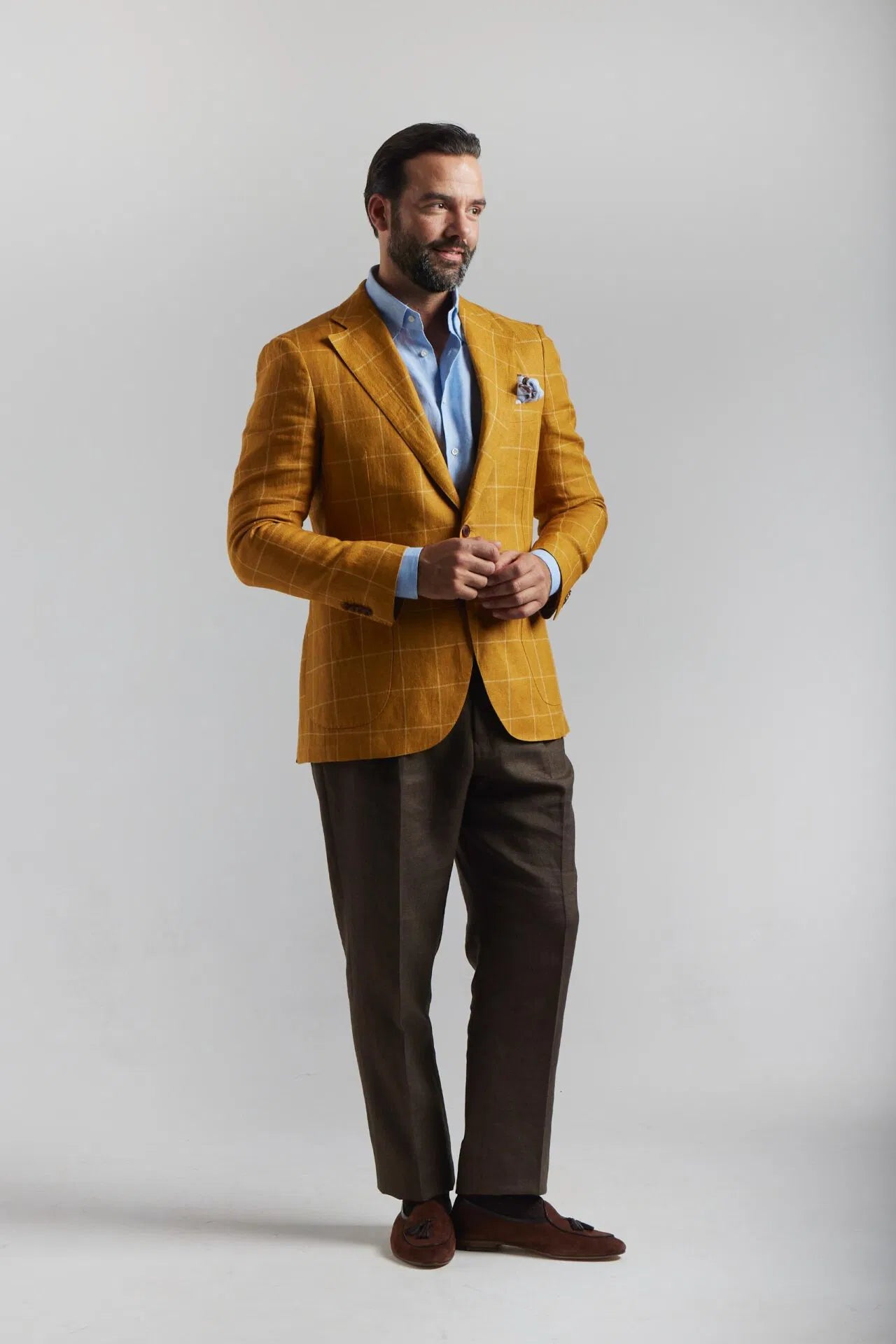 Veste en lin à carreaux jaunes