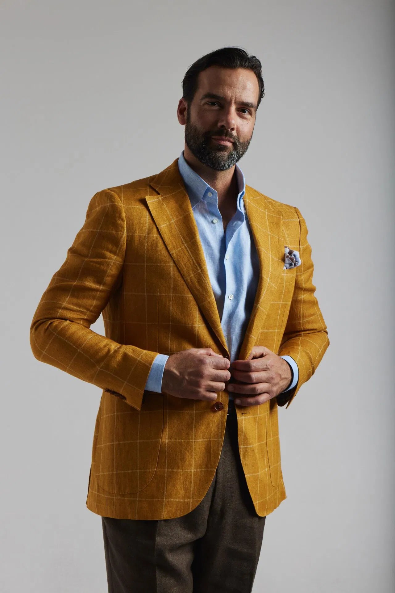 Veste en lin à carreaux jaunes