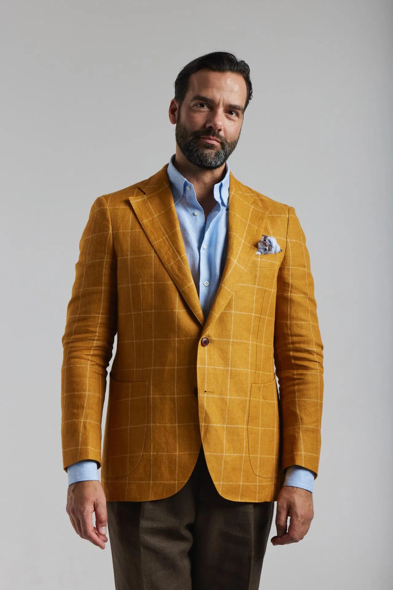 Veste en lin à carreaux jaunes