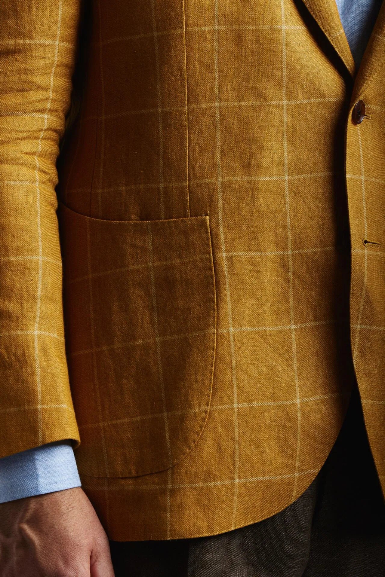 Veste en lin à carreaux jaunes