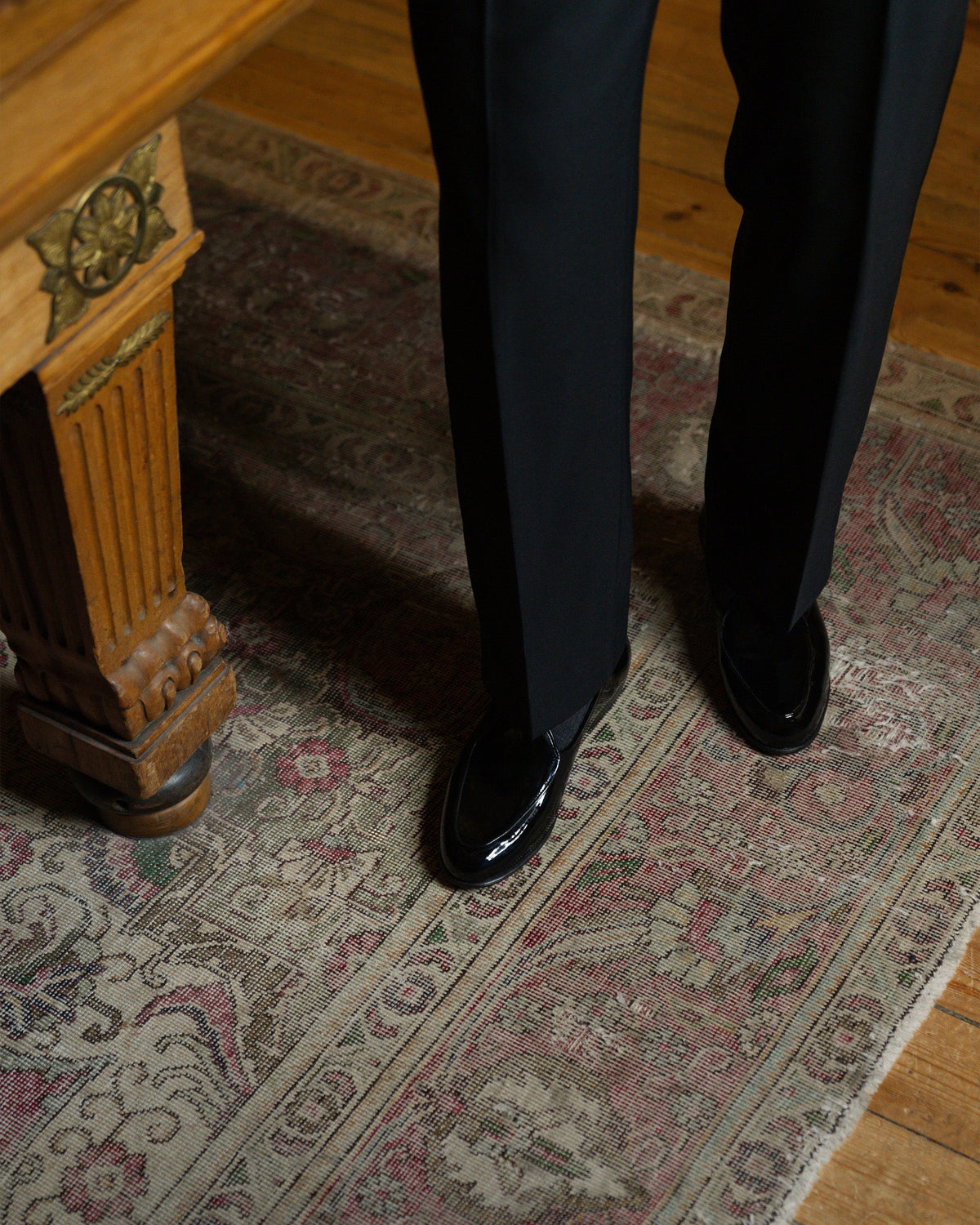 Myrqvist black patent leather Belgian loafers