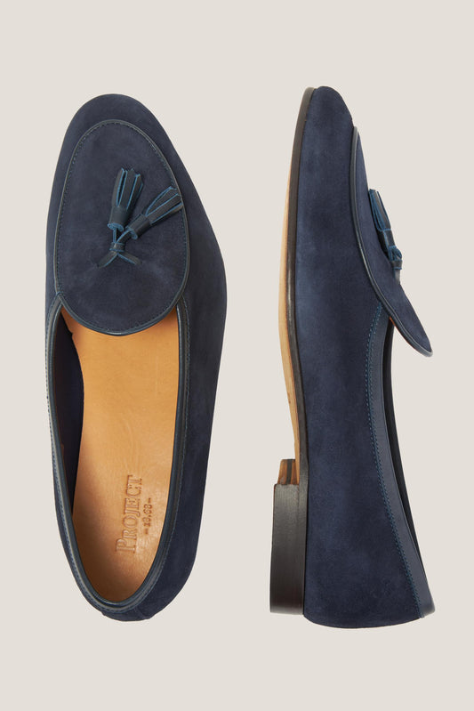 Navy blue Belgian loafers