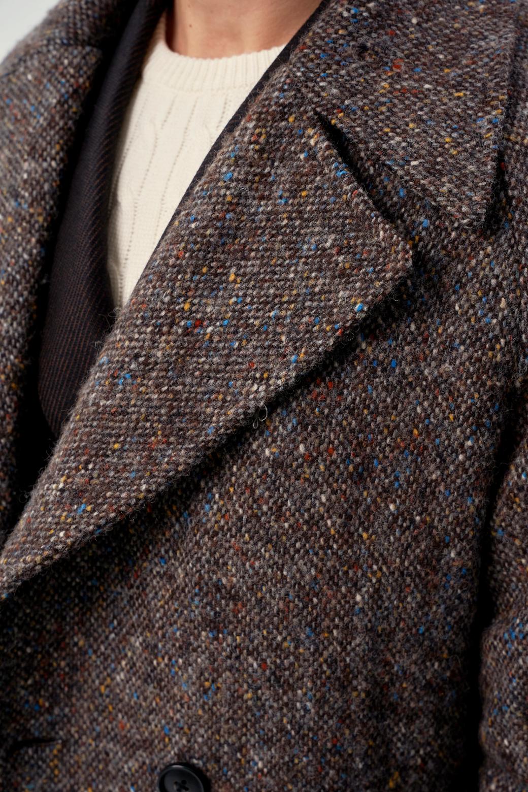 Manteau raglan croisé en tweed Donegal
