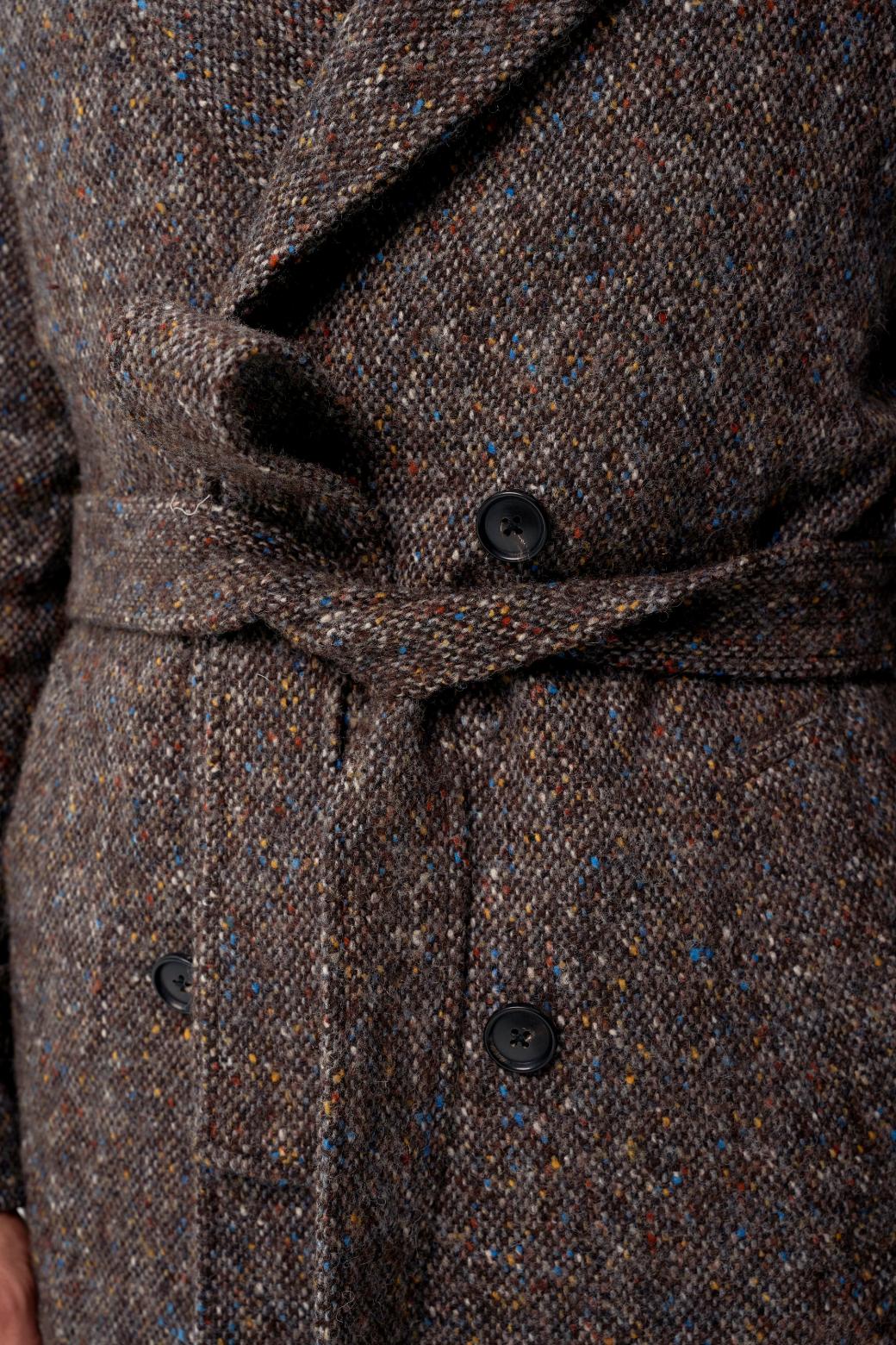 Manteau raglan croisé en tweed Donegal