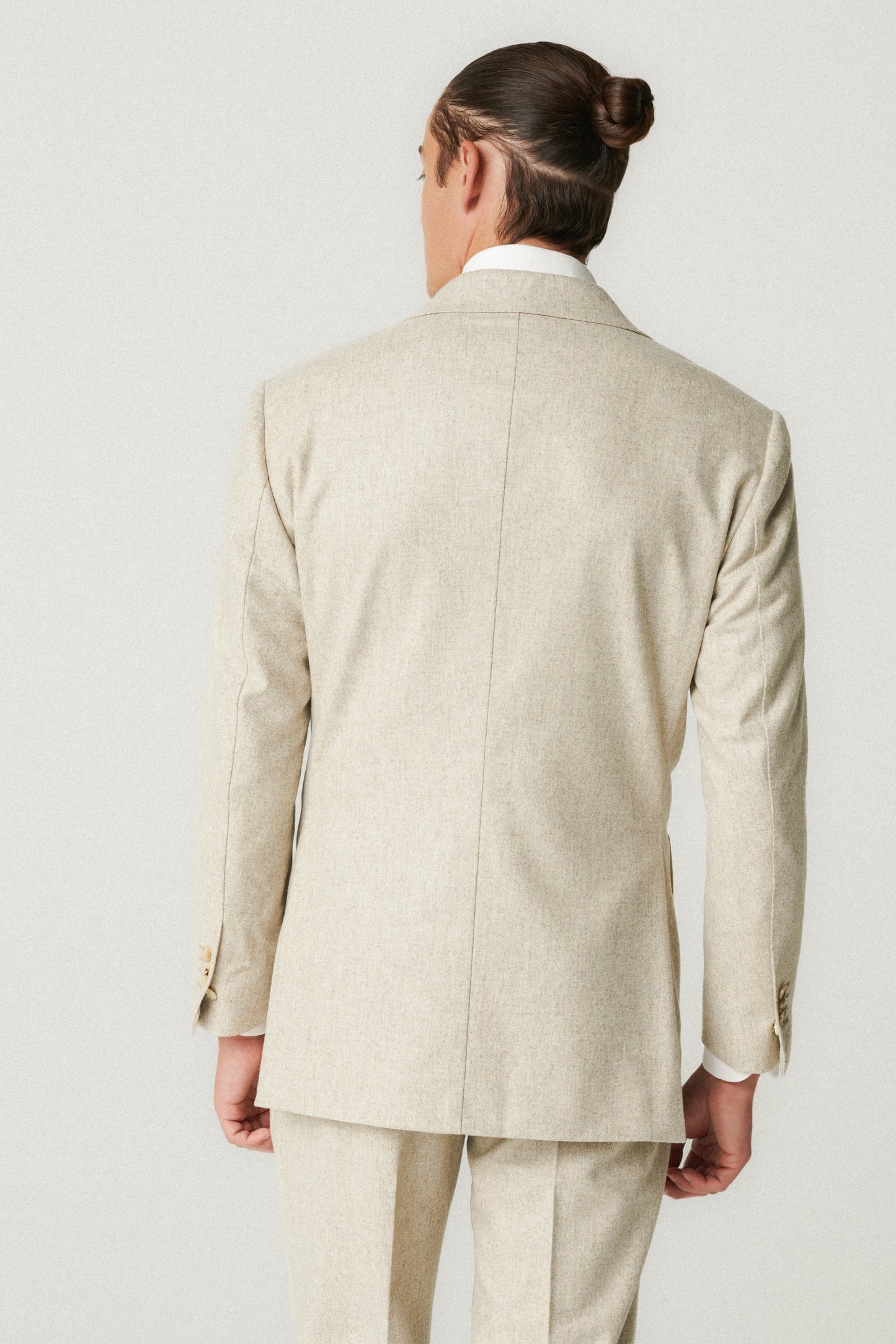 Costume croisé en flanelle beige clair