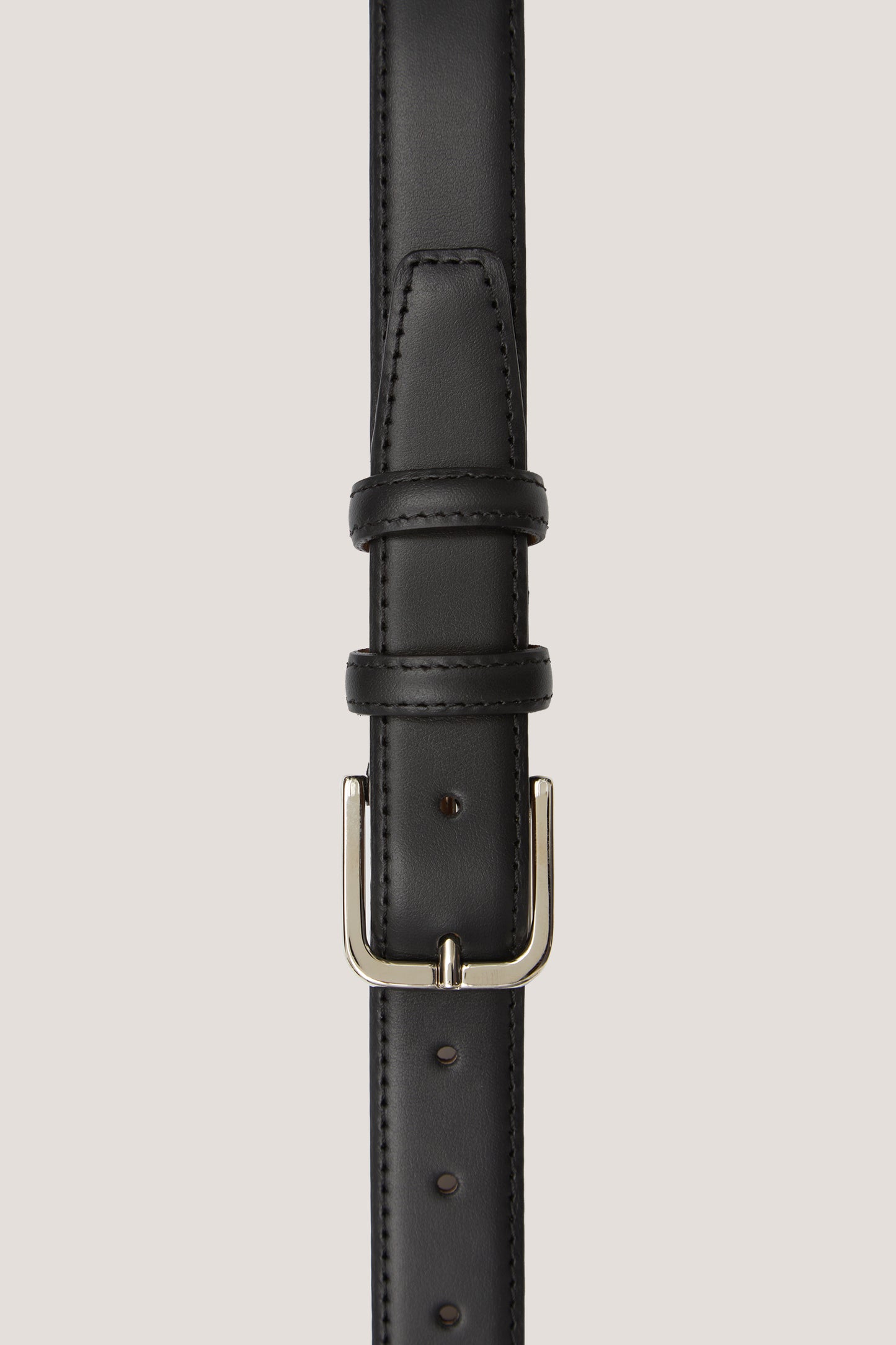 Formal leather belt with silver buckle