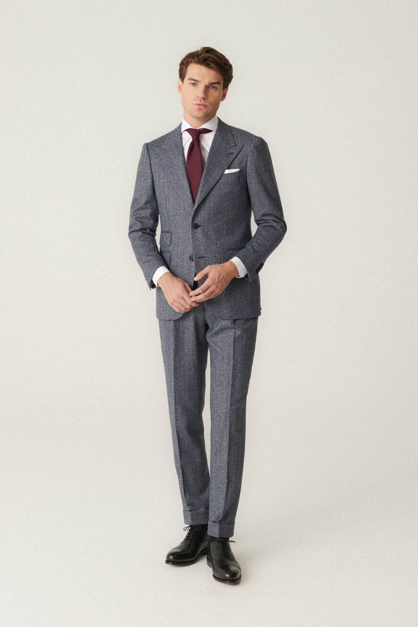 Fartown Flannel Suit in Herringbone Pattern