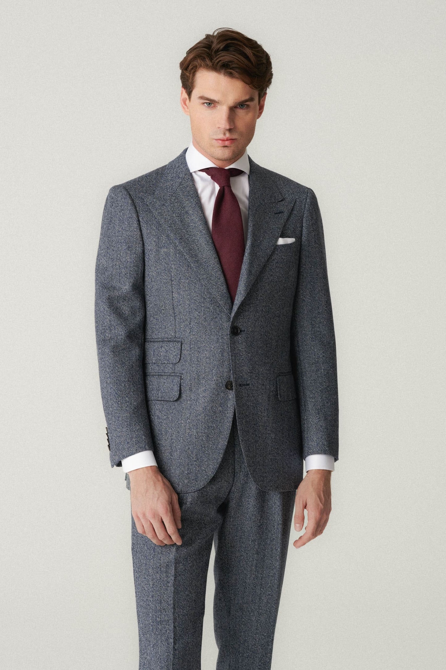 Fartown Flannel Suit in Herringbone Pattern