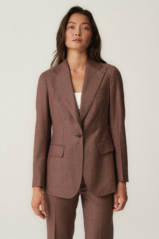 Costume bordeaux et beige à motif pied-de-poule