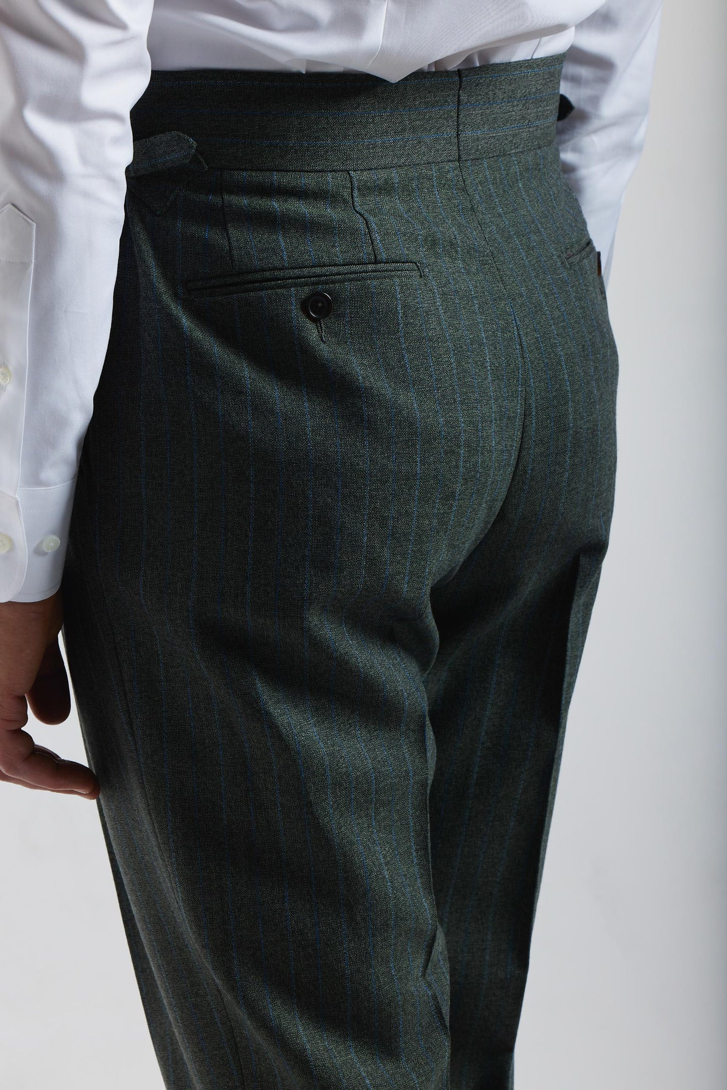 London Shrunk Gray and Green Pinstripe Suit