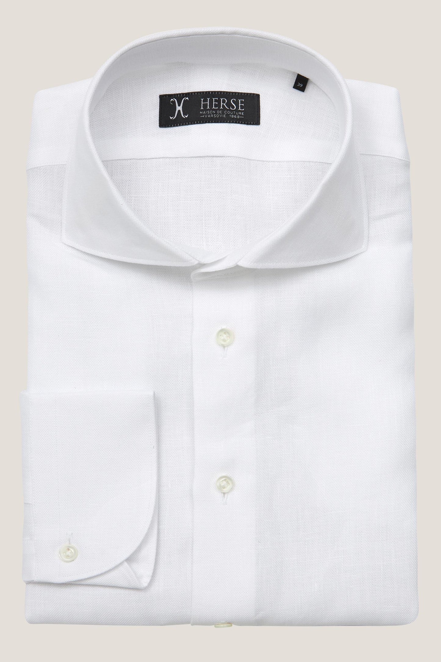 Chemise en lin blanc à col italien