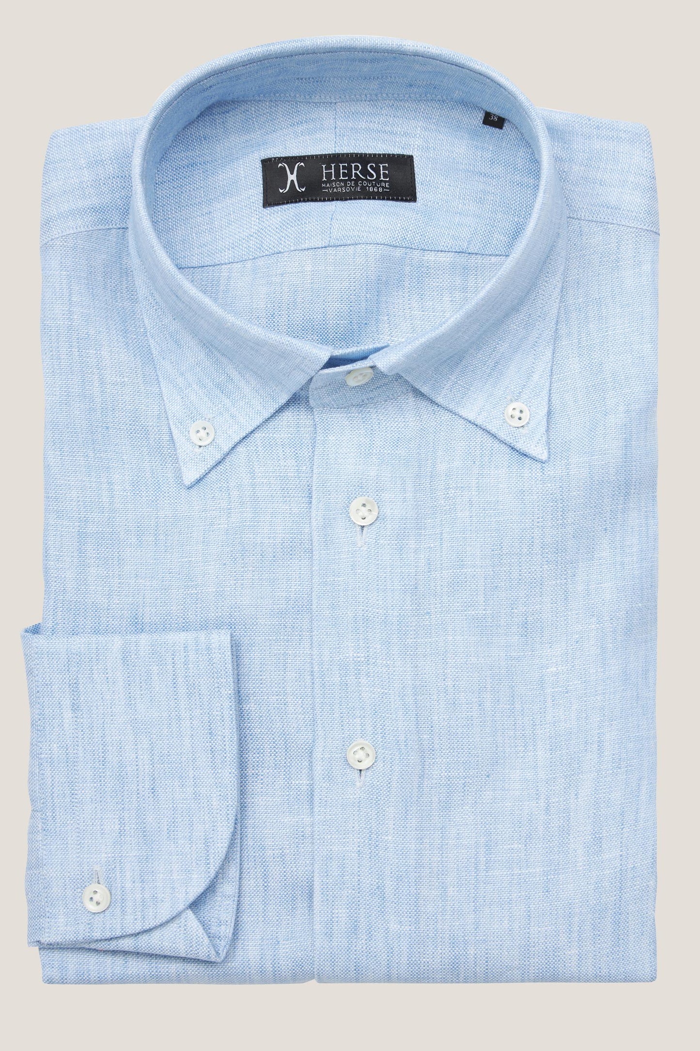 Chemise boutonnée en lin bleu clair
