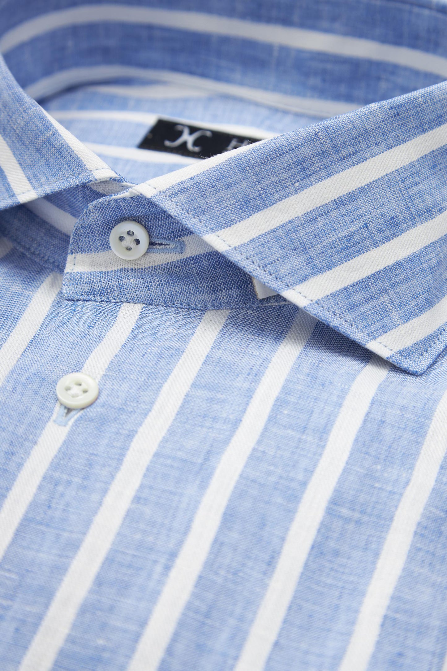 Chemise rayée en lin à col italien