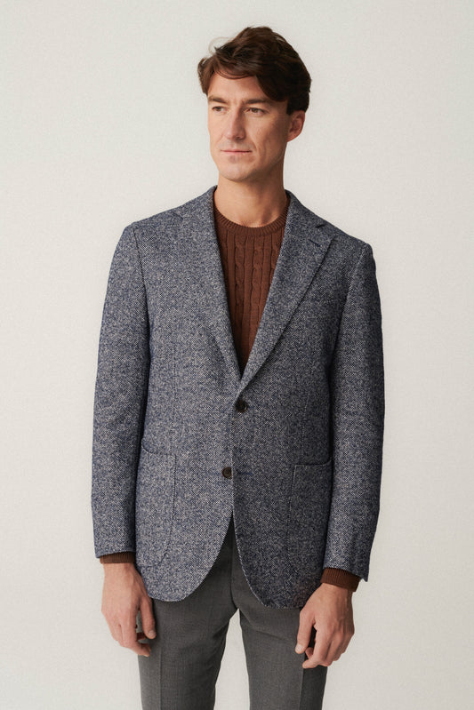 Ink blue herringbone Ferla jacket
