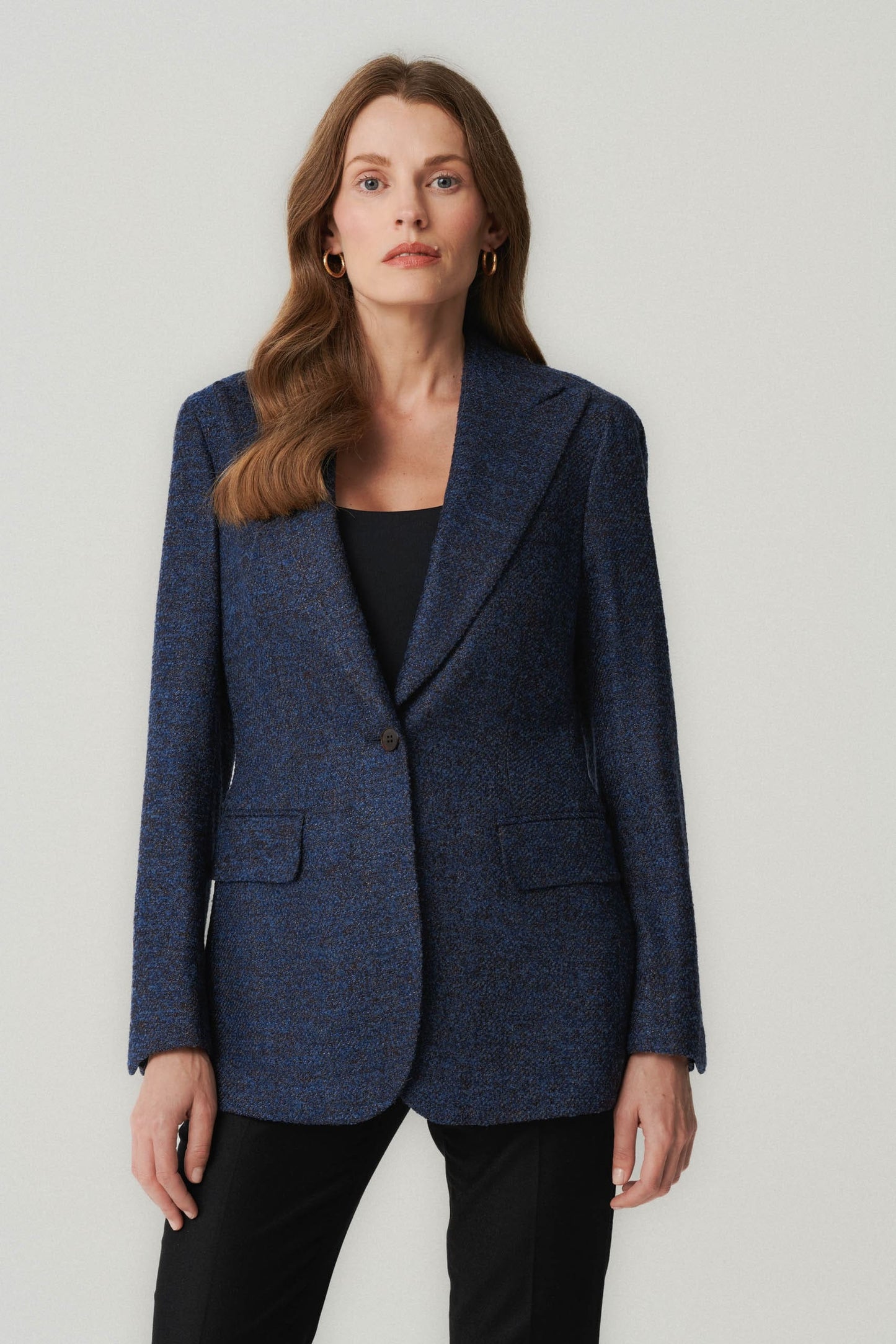 Navy blue and brown jacket made of Cerruti fabric