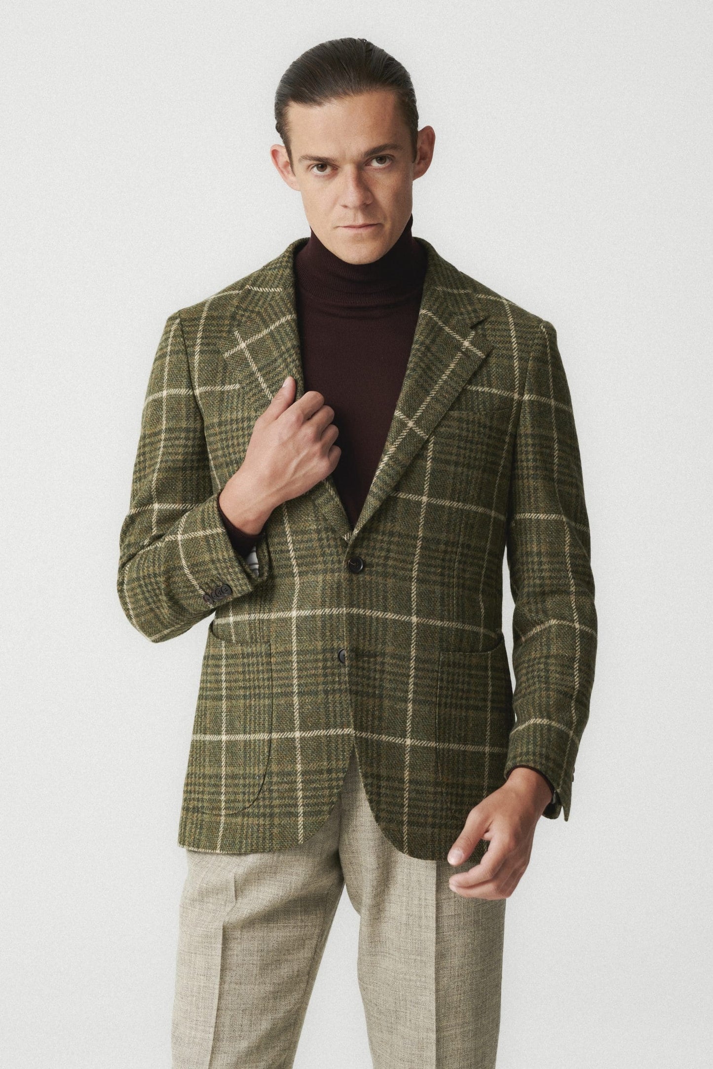 Veste en laine à carreaux verts