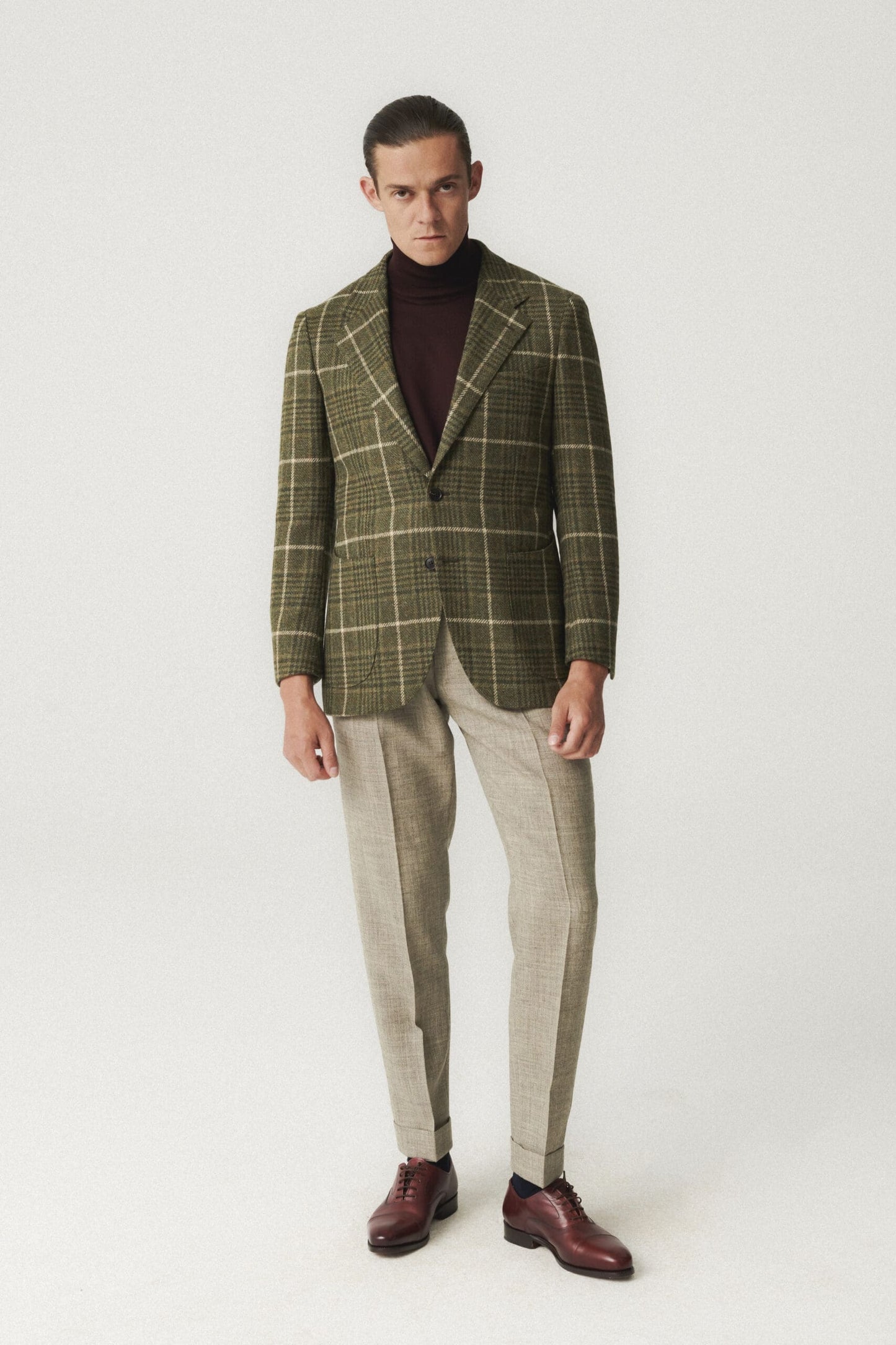 Veste en laine à carreaux verts