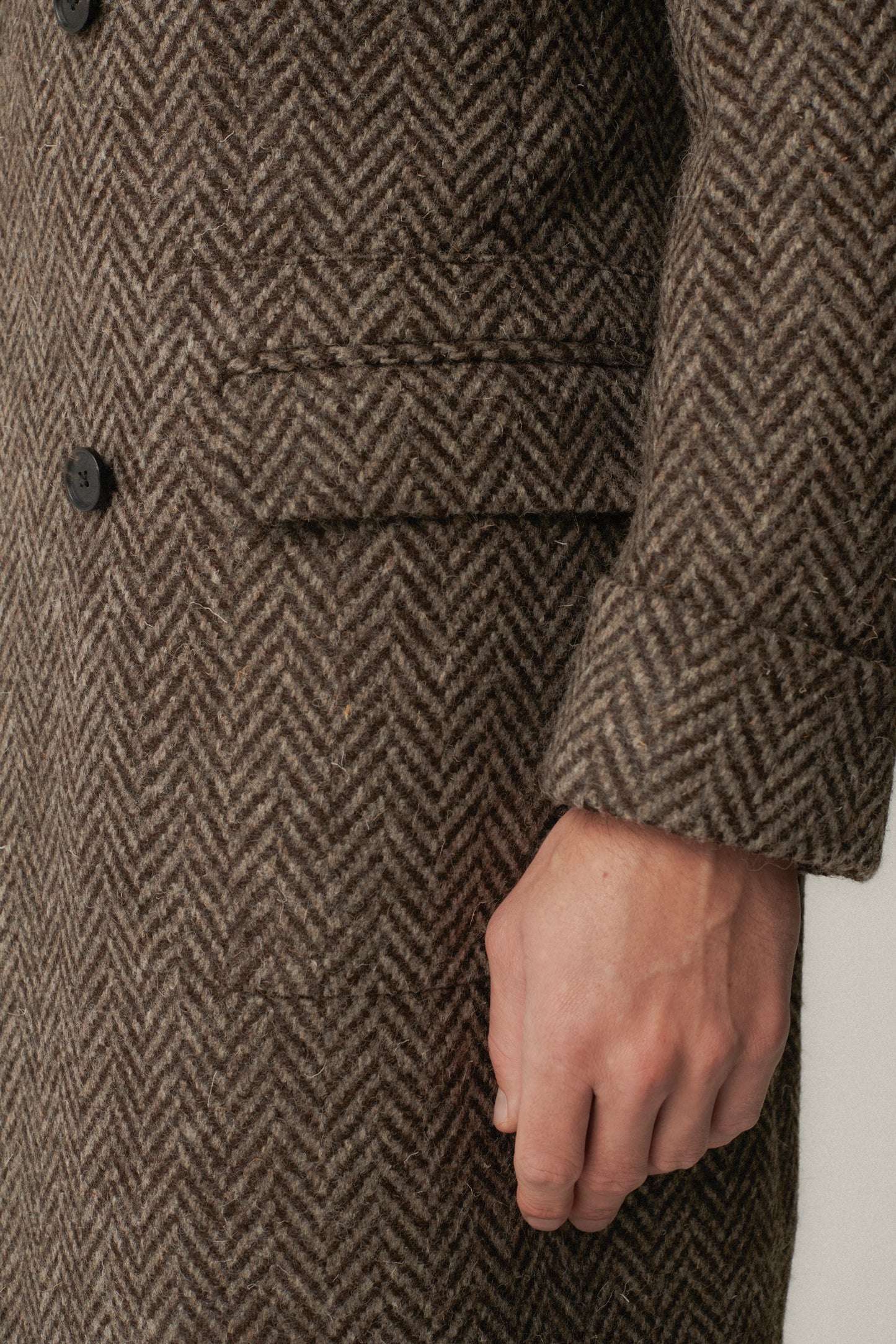 Manteau en laine d'Ulster à chevrons non teint