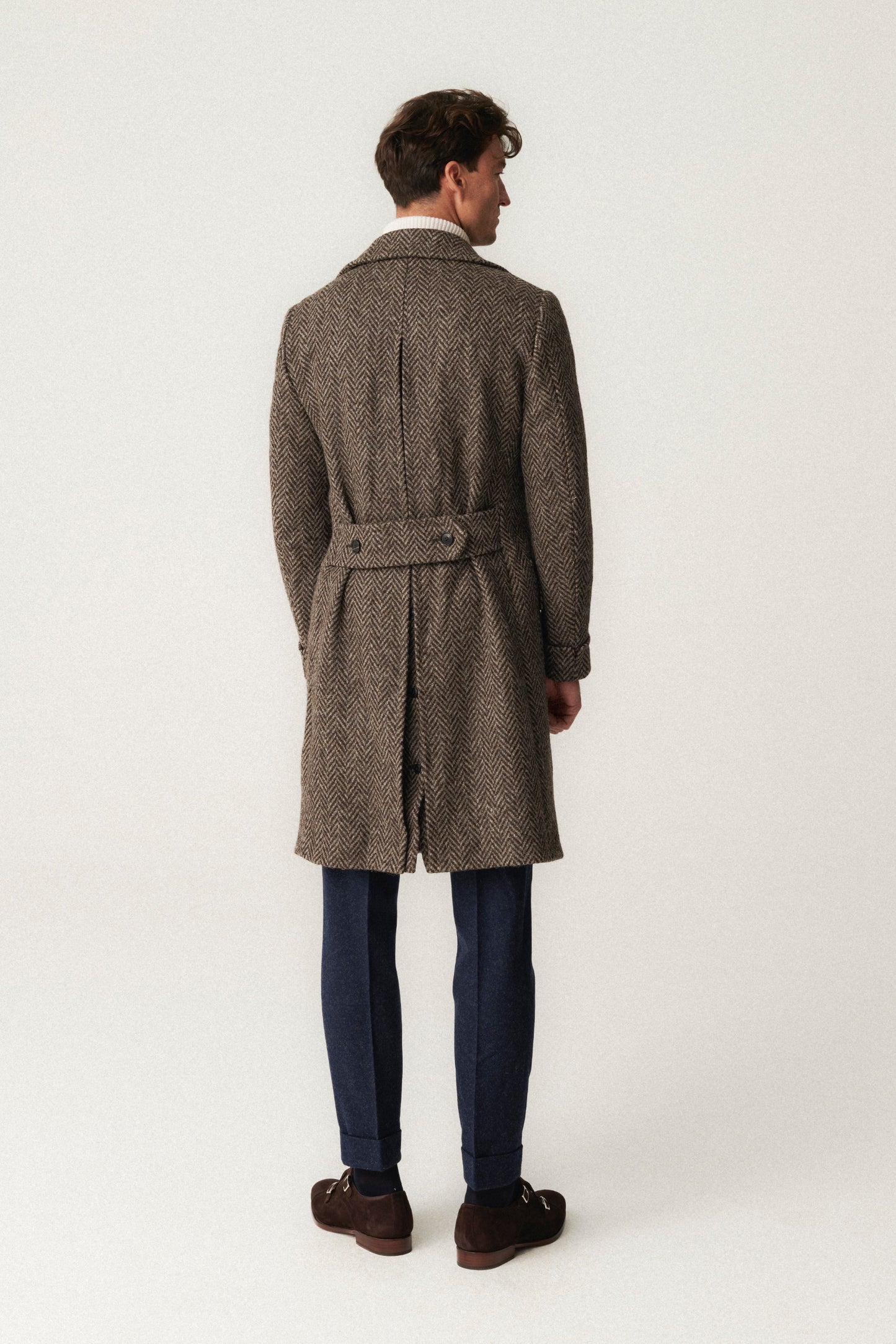 Manteau en laine d'Ulster à chevrons non teint