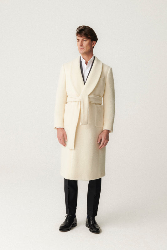 White baby alpaca coat