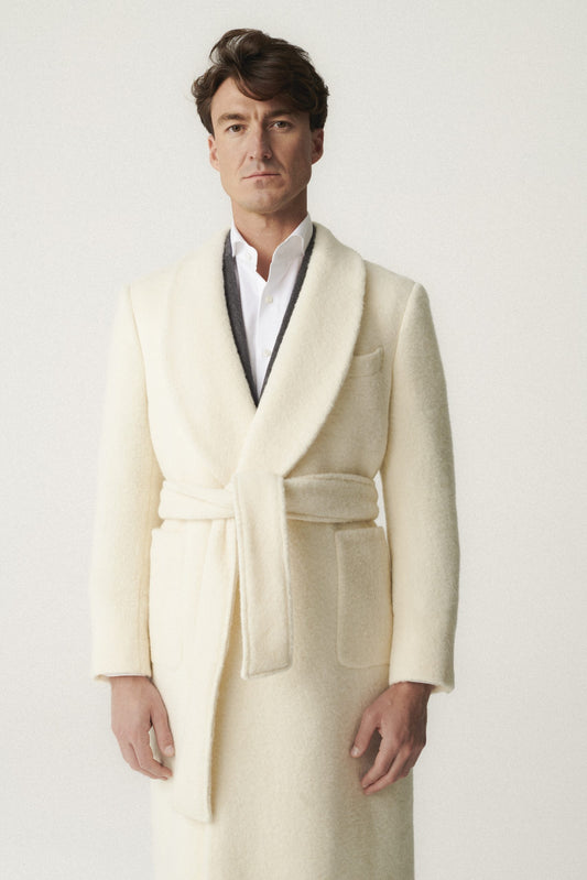 White baby alpaca coat