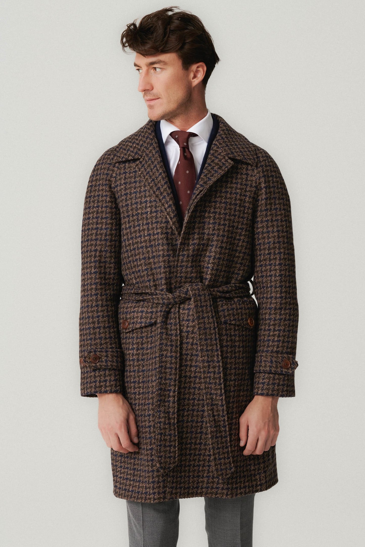 Manteau raglan pied-de-poule