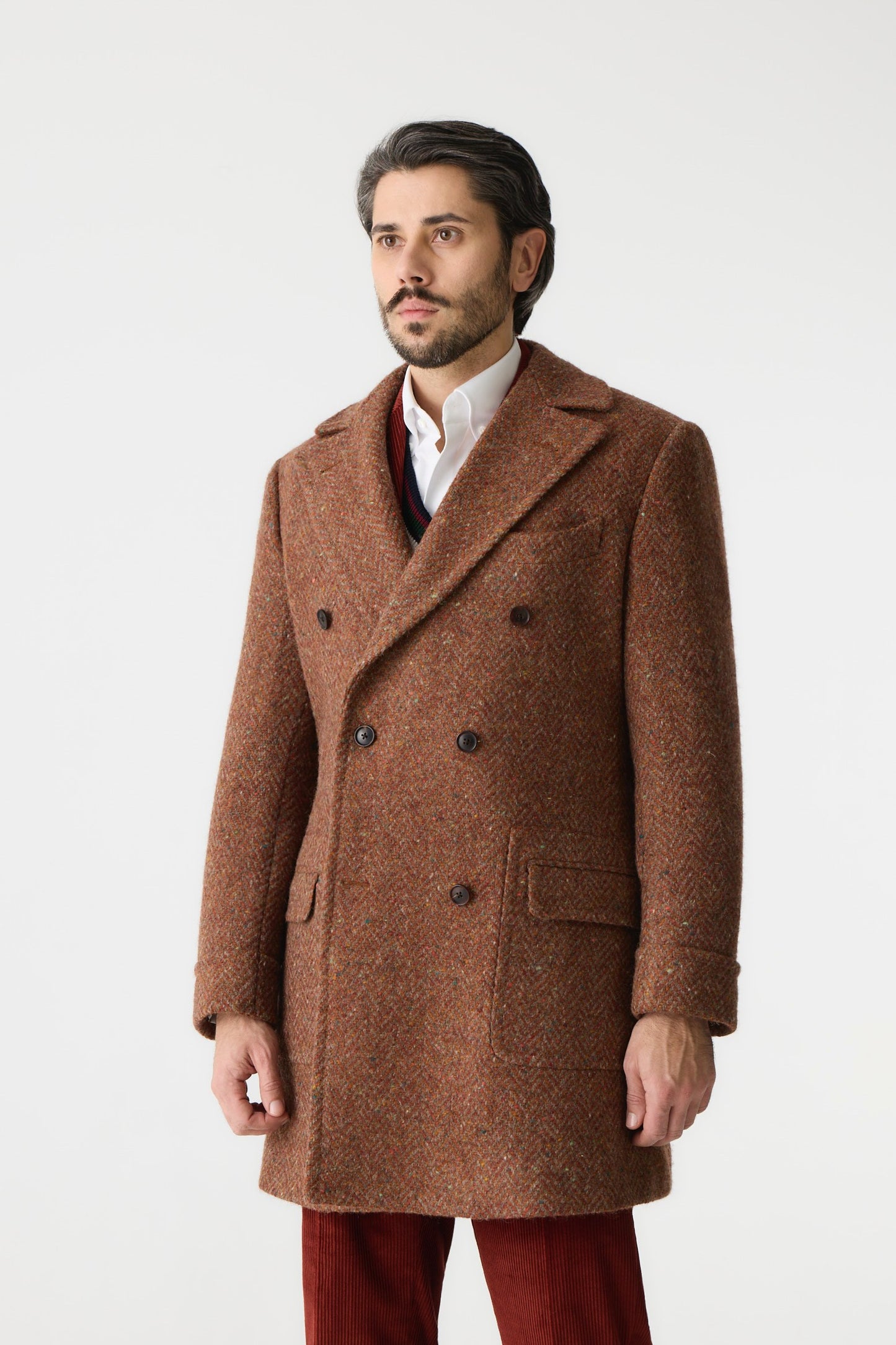 Manteau en tweed Donegal rouille d'Ulster