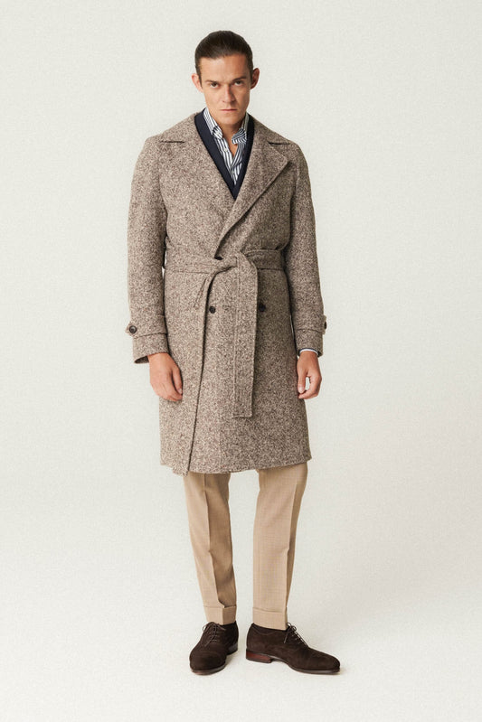 Beige wool coat 'Salt and Pepper'