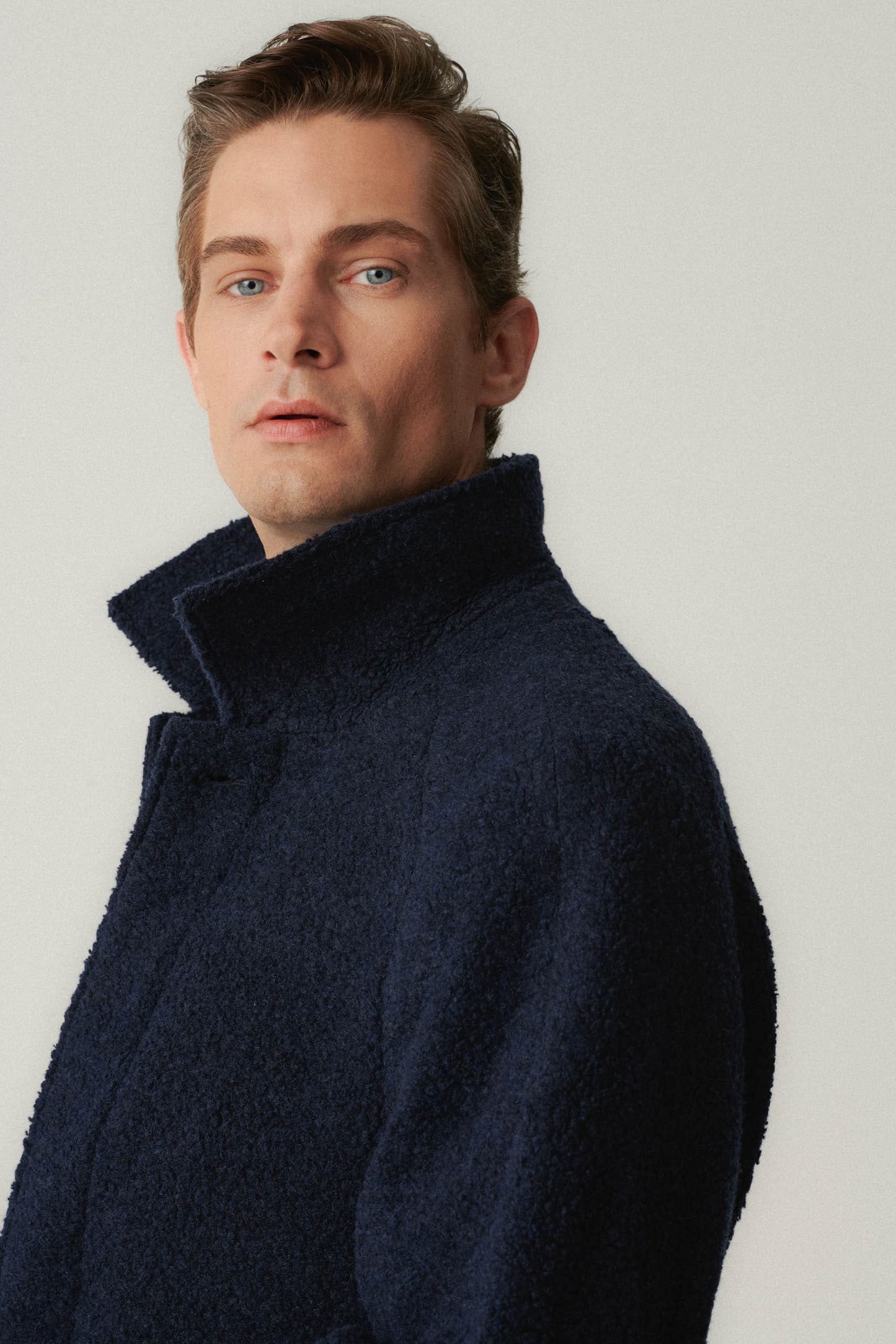 Manteau en laine bleu marine « Teddy Bear »