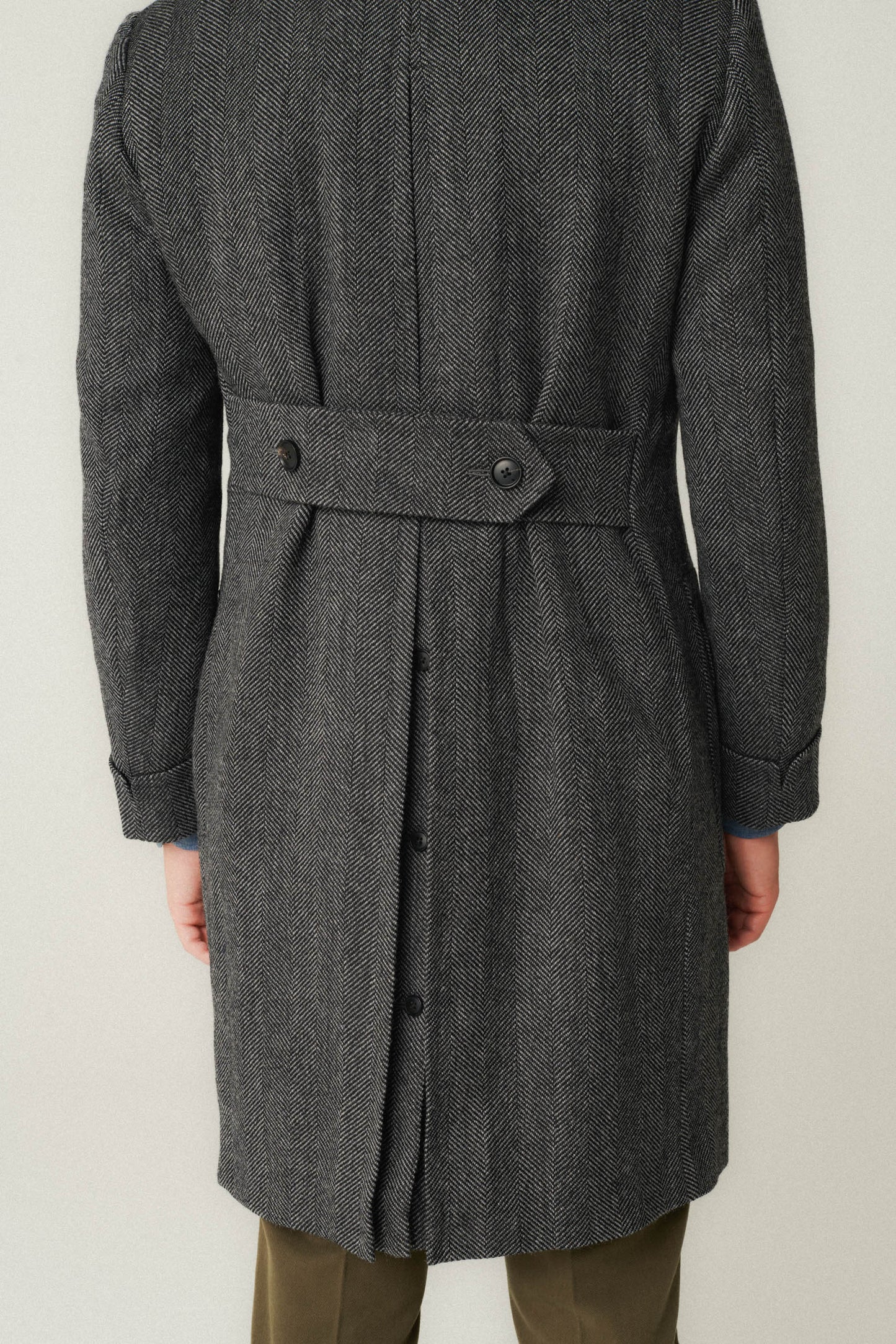 Manteau en laine d'Ulster gris à motif à chevrons
