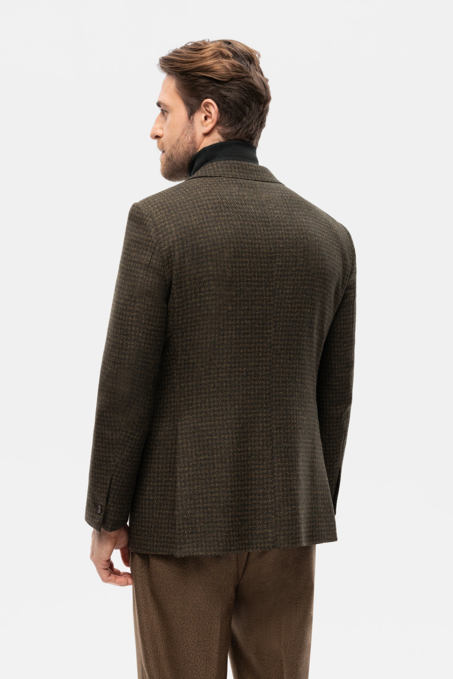 Zielona marynarka z flaneli w pepitę