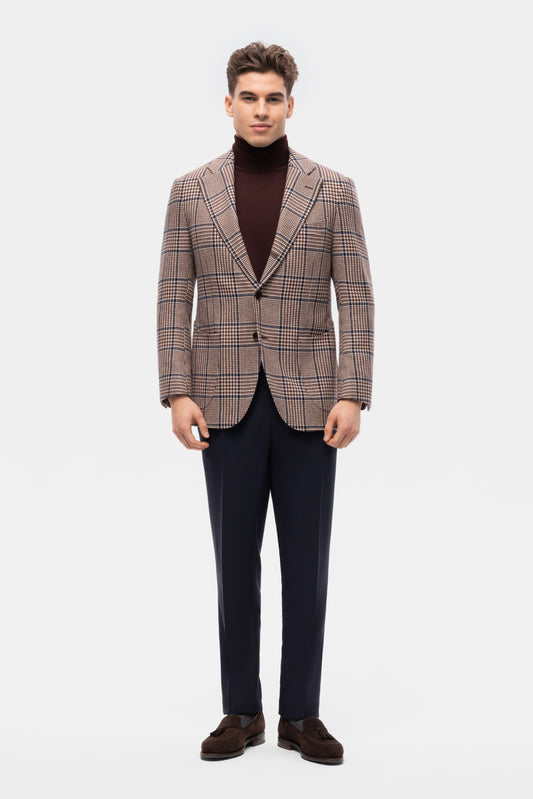 Burgundy-blue PoW checkered jacket