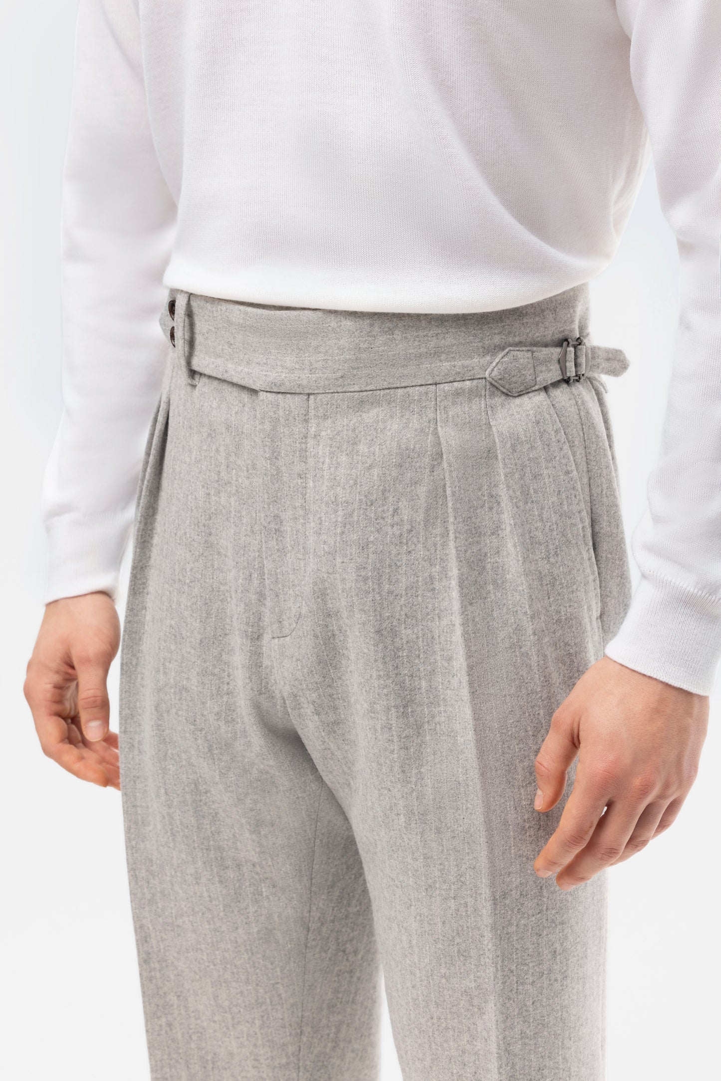 Light grey pinstripe flannel suit