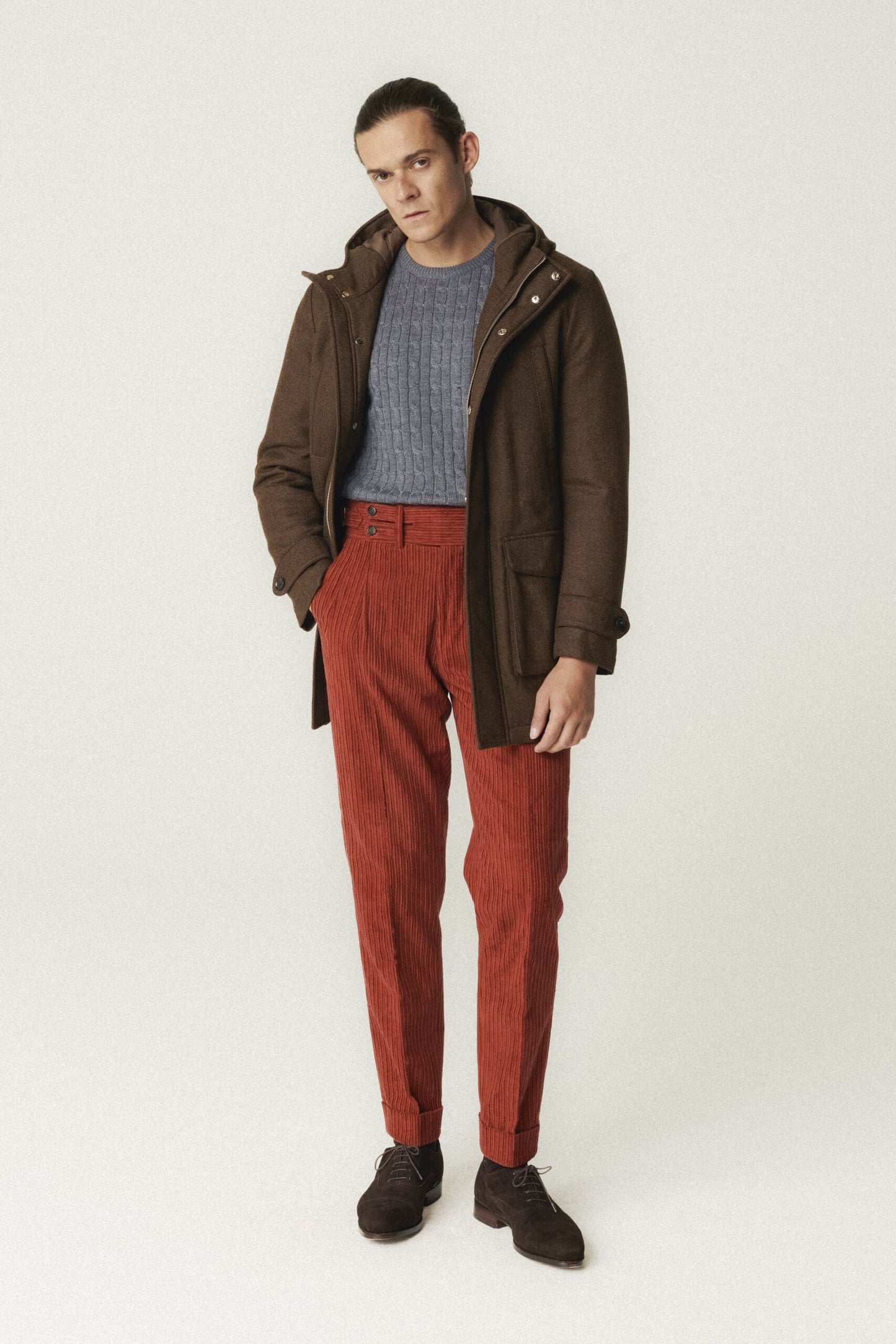 Pantalon en velours côtelé rouge