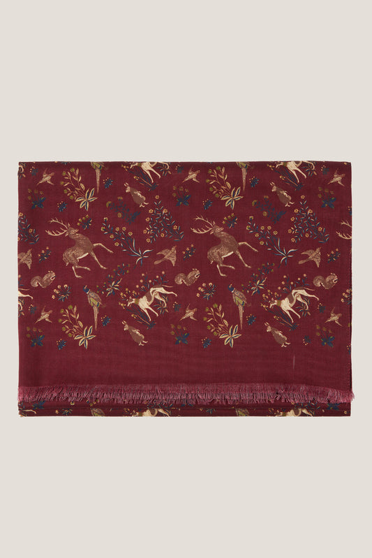 Burgundy animal print scarf