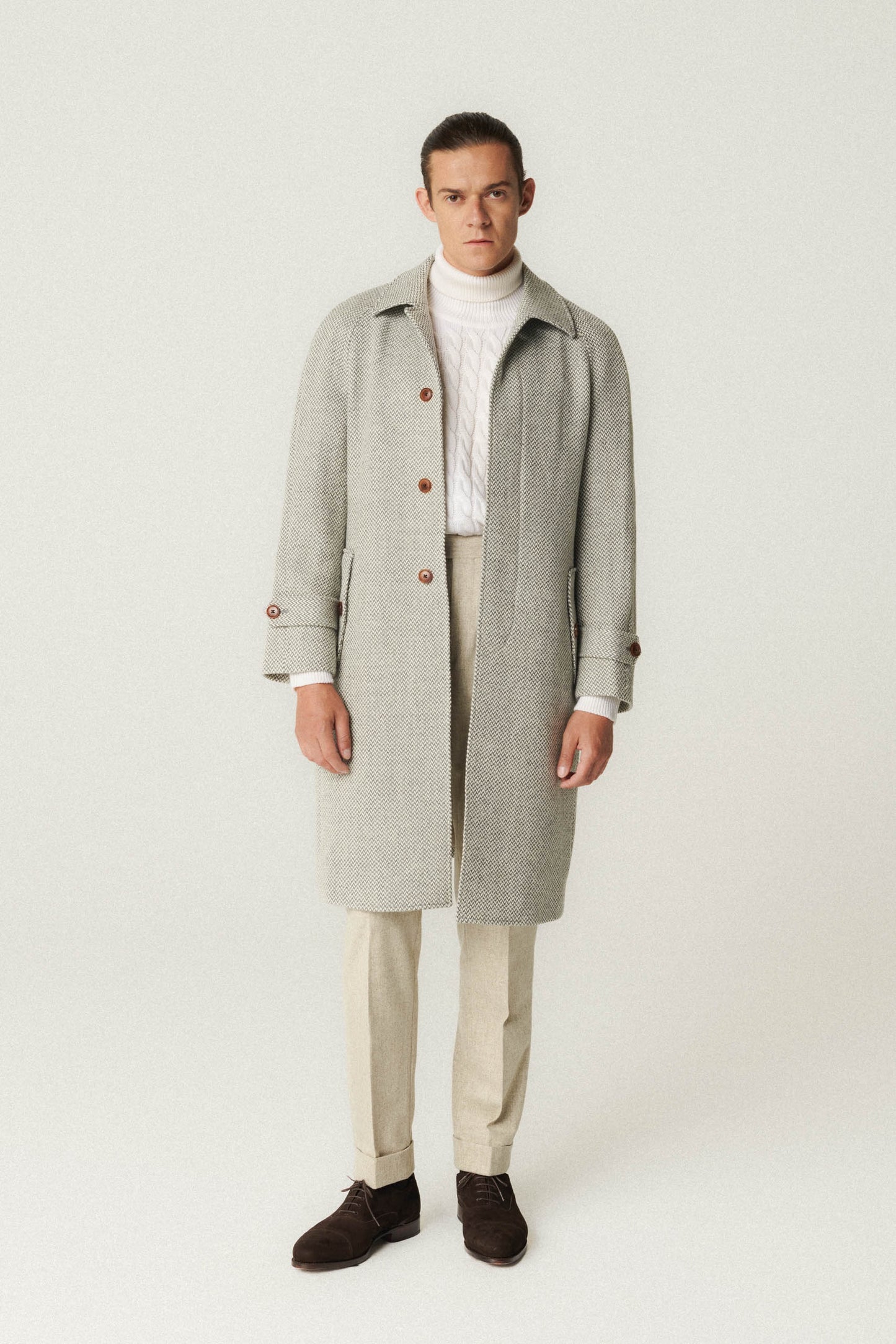 Manteau raglan en laine gris clair