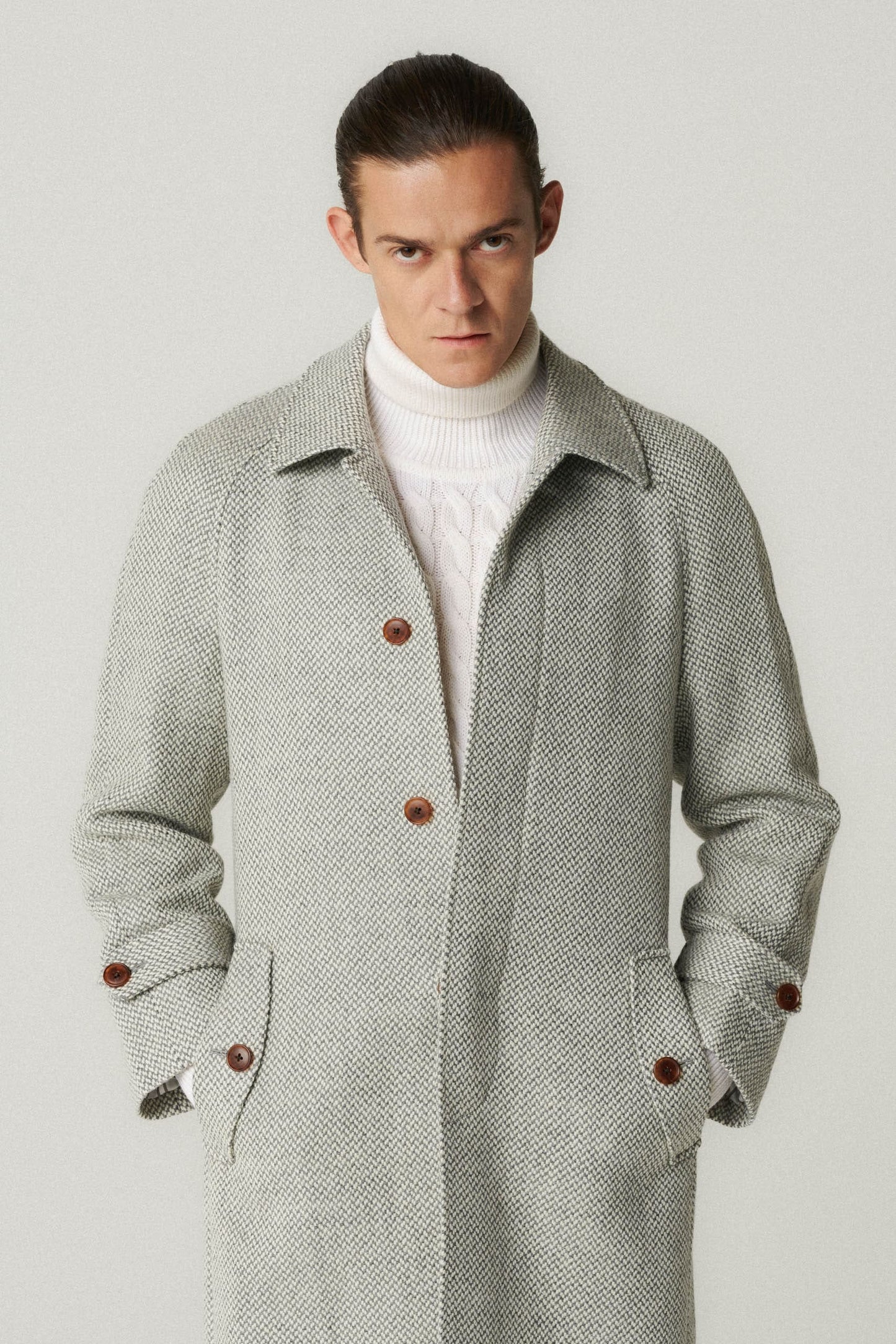 Manteau raglan en laine gris clair