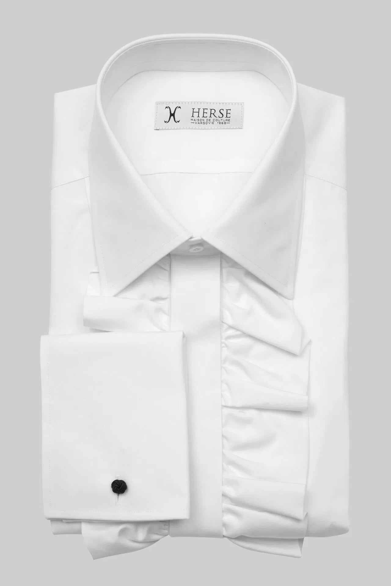 Tuxedo shirt with MTO ruffle