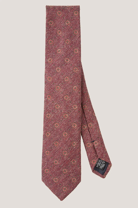 Geometric pattern tie made of raw silk, lined