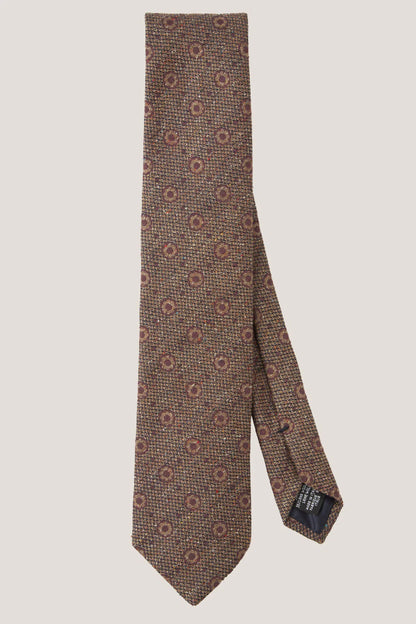 Geometric pattern tie made of raw silk, lined
