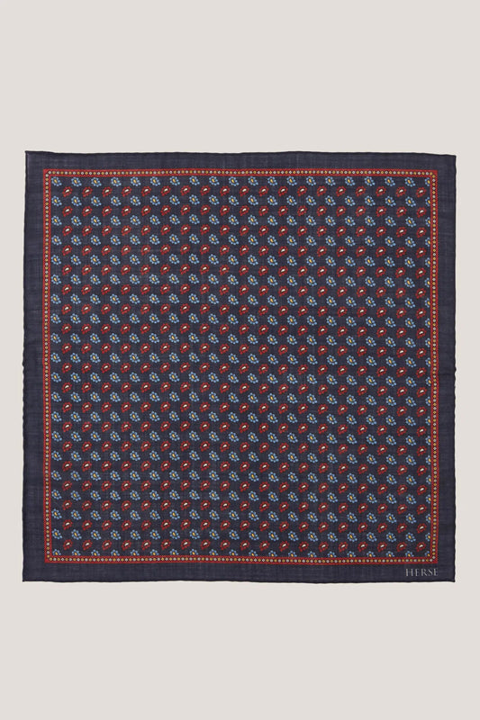 Pochette en laine et soie à petit motif cachemire