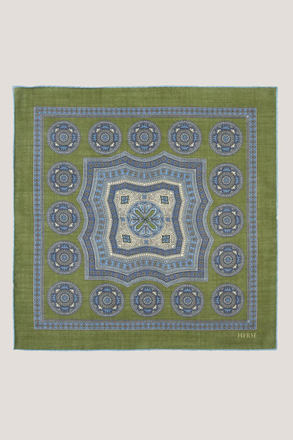 Pochette verte à médaillons