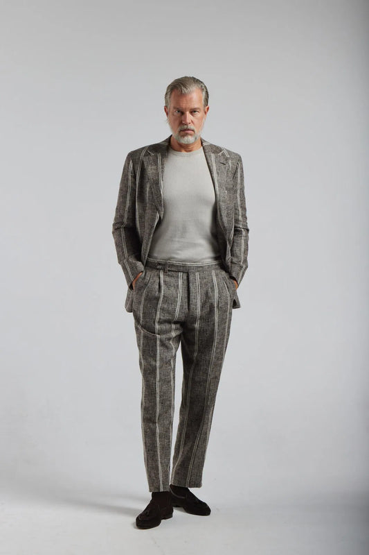 Brown and beige Ferla pinstripe suit