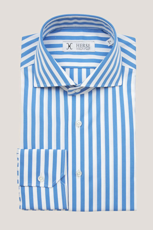 Chemise à fines rayures Thomas Mason avec col mi-mollet