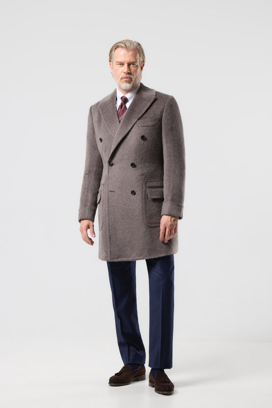 Szary płaszcz Ulster z lamy